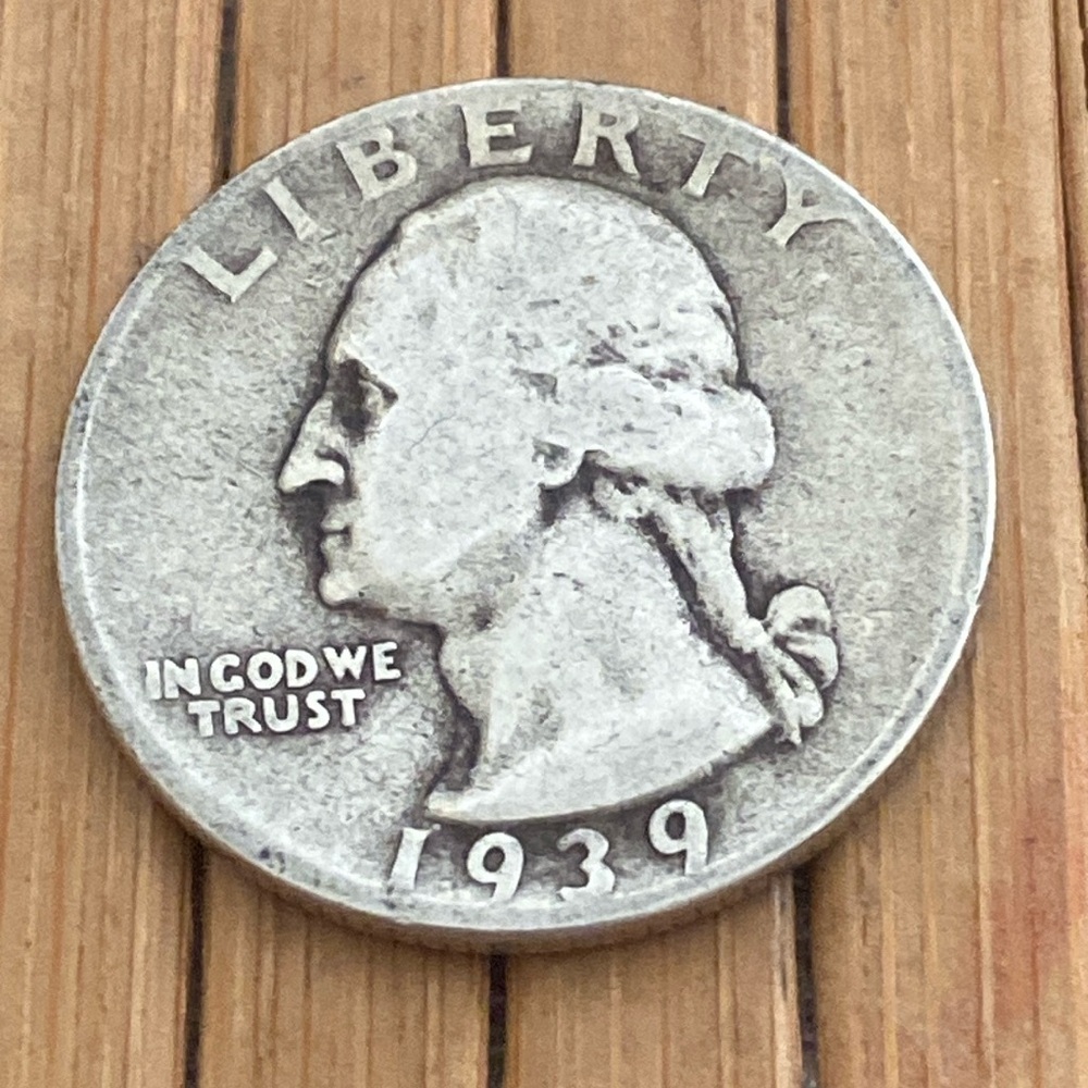 Vintage 1939 No Mint Mark Washington Quarter